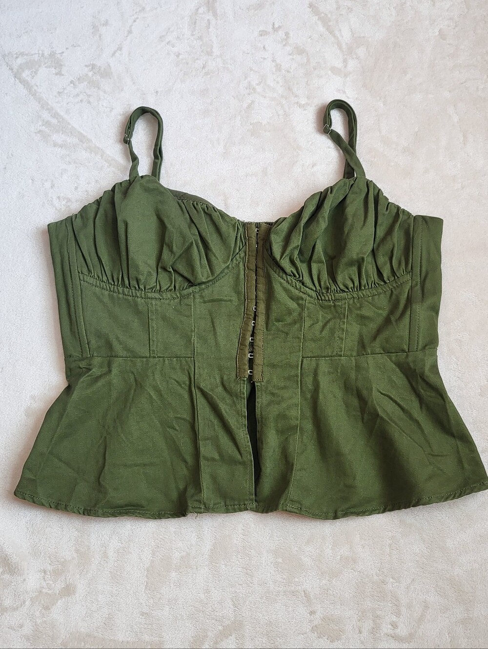 Forest Green Peplum Bustier Top Women's Large Whimsigoth Renaissance